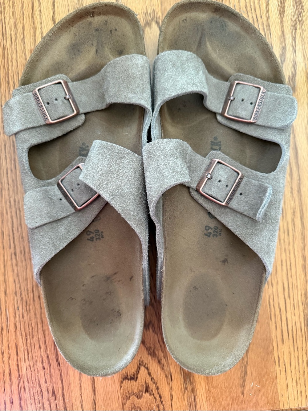Birkenstock men’s Size 16 Suede Double-Strap Sandals in Taupe Gray